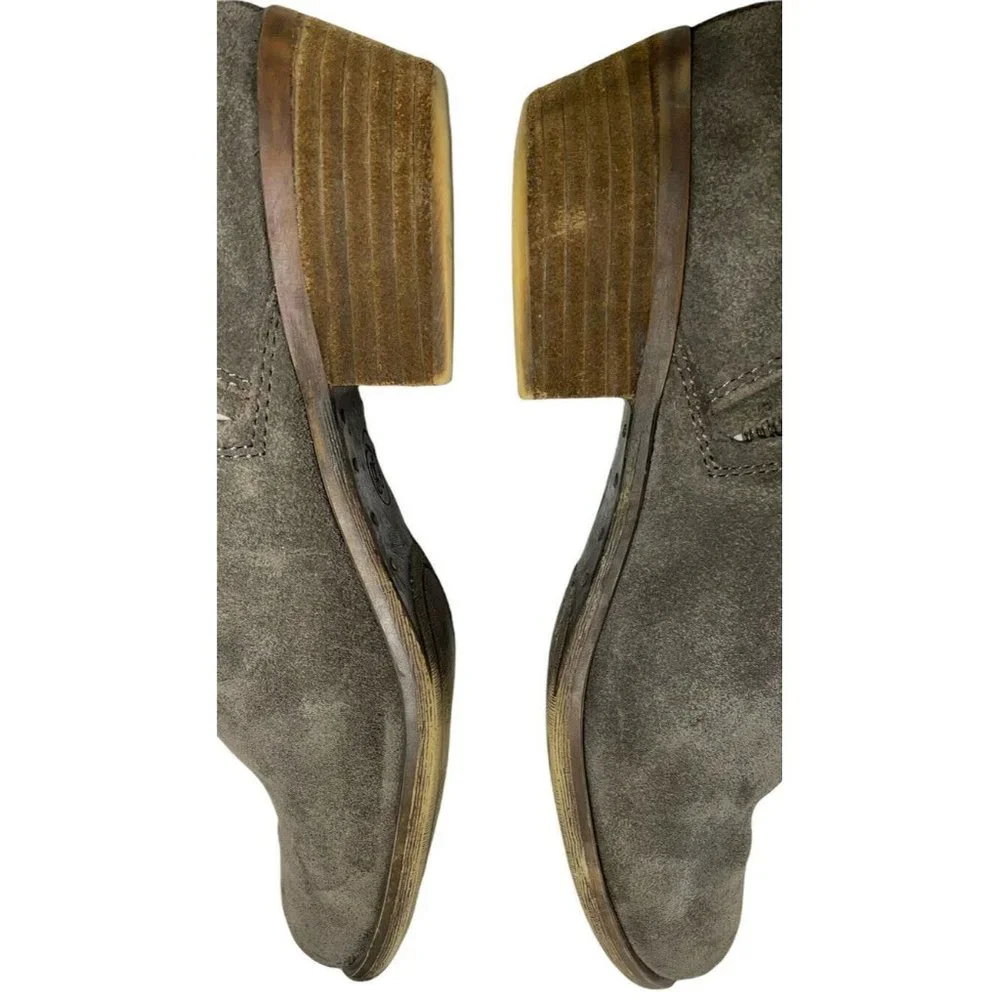 Lucky Brand Shoes Womens 9 Brenon Iron Gray Suede Leather Ankle Zip Booties - Picture 9 of 12